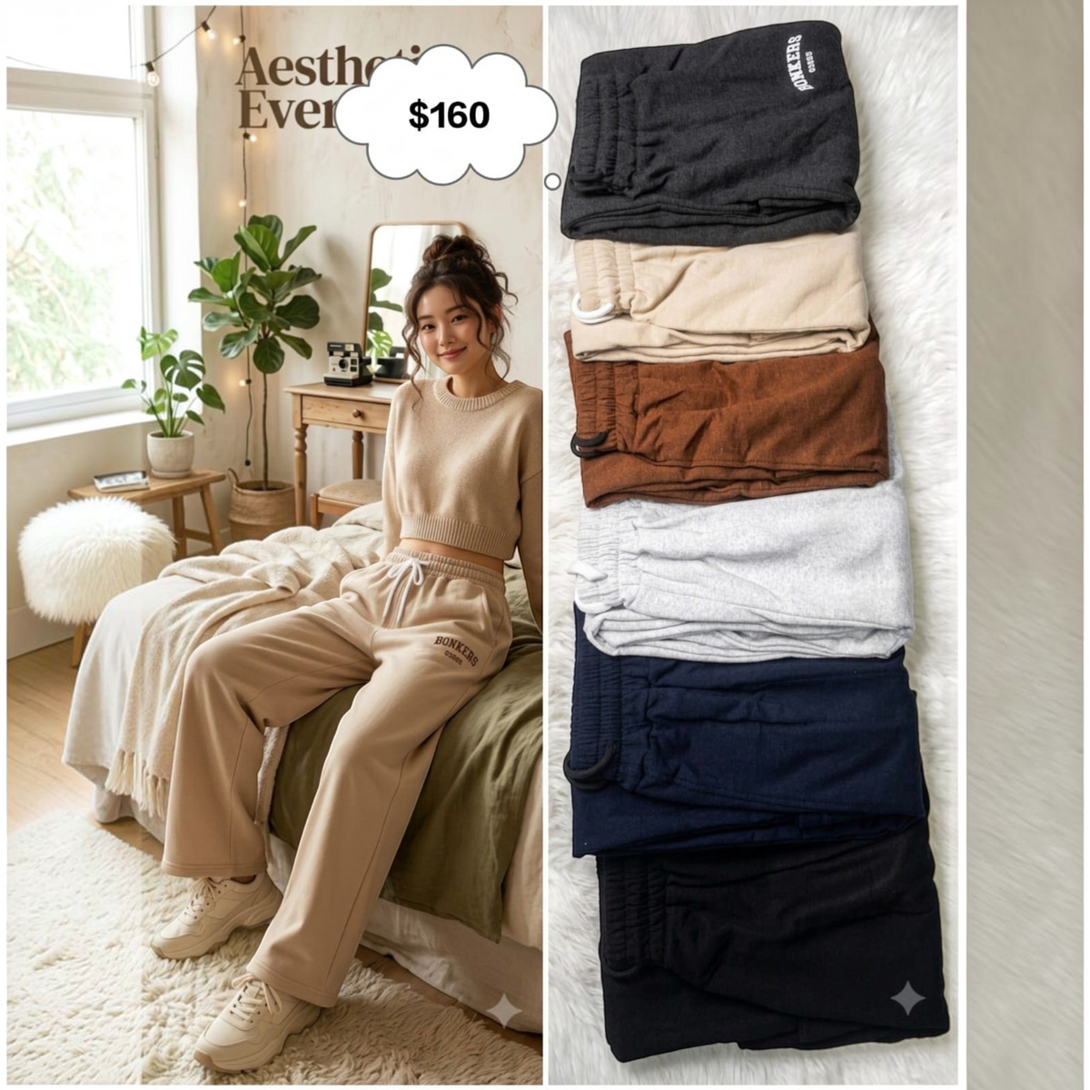 City Center Korean-style tailored trousers in various colors, featuring a relaxed fit and elastic drawstring waist.