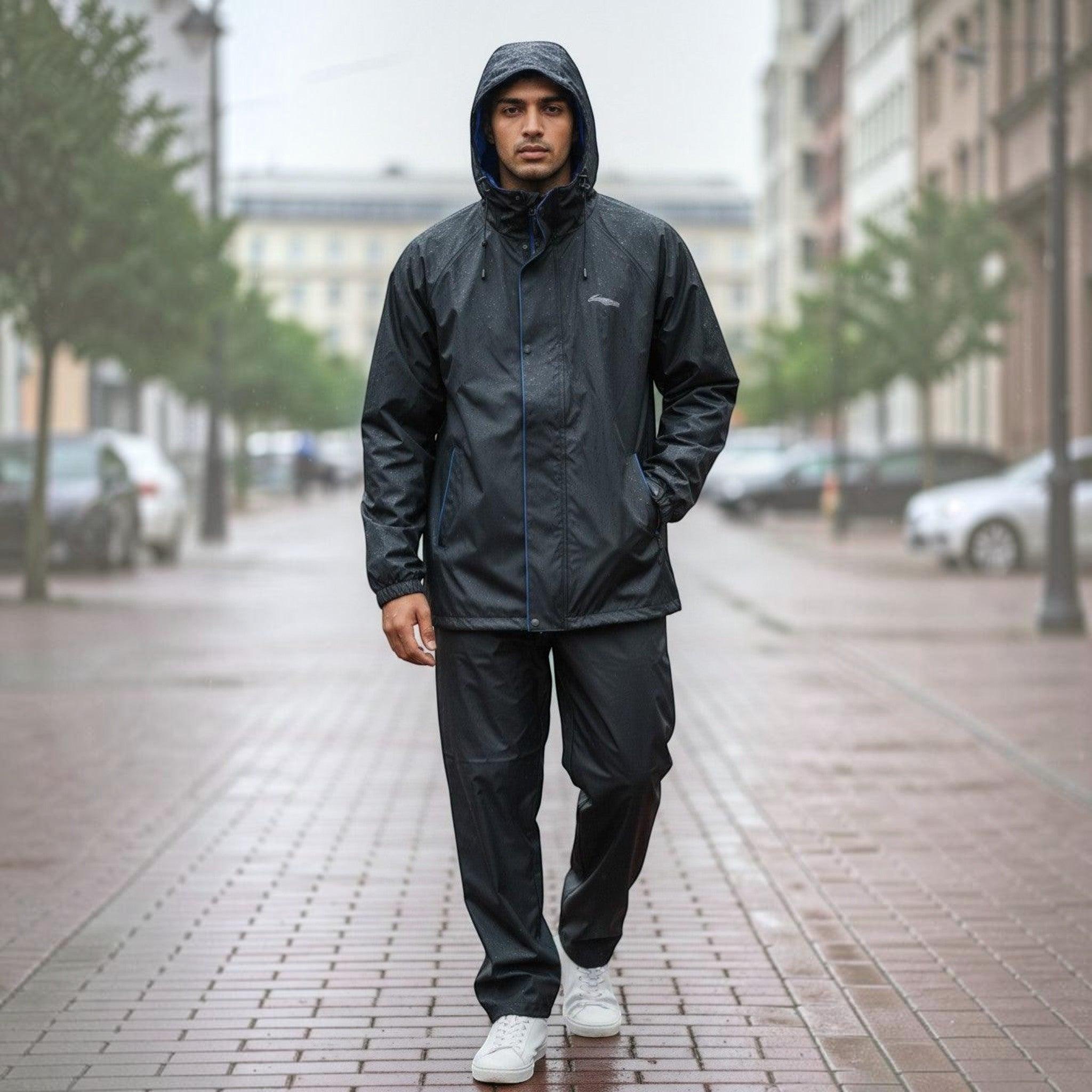 Black Blue / L Top N Town RainSuit with Integrated Bag Holder Raincot Dynamic