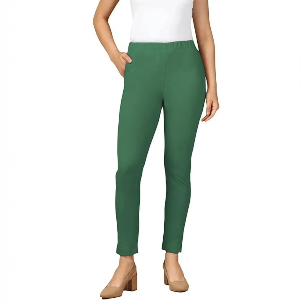 City Center PYNK by Lux Cozi green cotton lycra kurtipant with elasticated waistband and functional side pocket