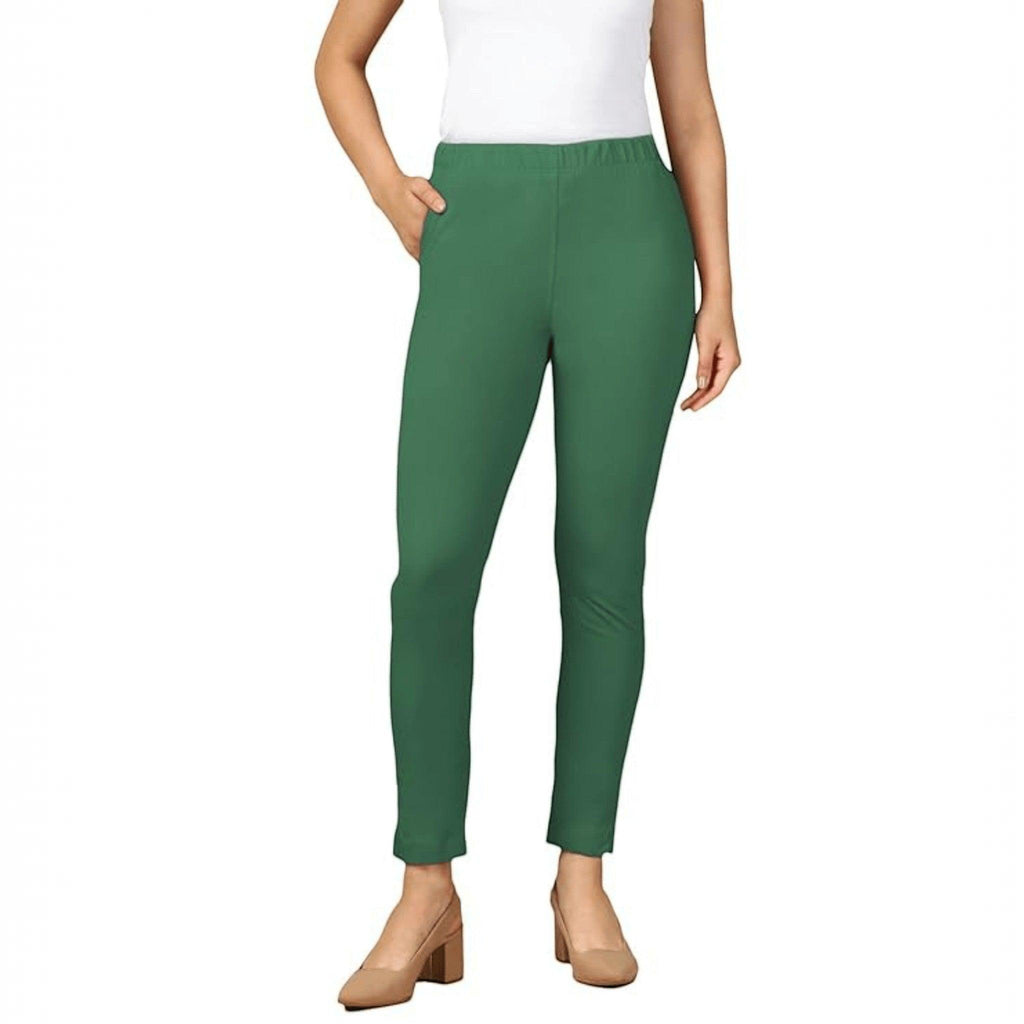 City Center PYNK by Lux Cozi green cotton lycra kurtipant with elasticated waistband and side pocket