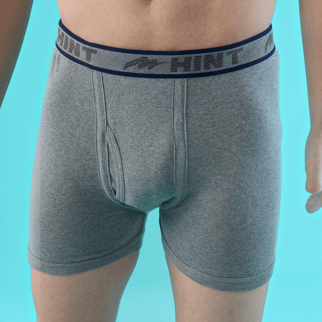 City Center men's grey cotton stretch long trunks with an elasticated waistband and front opening for daily comfort.