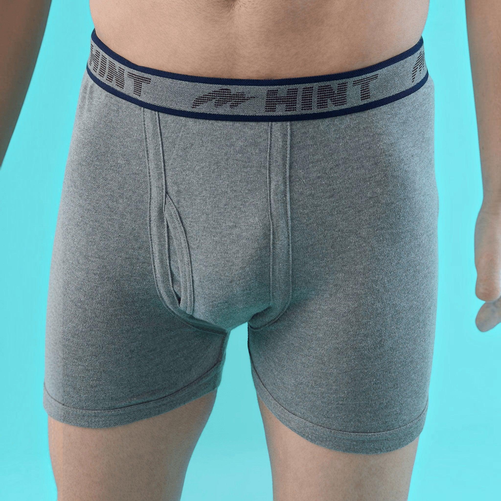 City Center men's grey cotton stretch long trunks with an elasticated waistband and front opening for daily comfort.