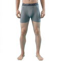 City Center grey cotton stretch long trunks with an elasticated waistband worn by a man
