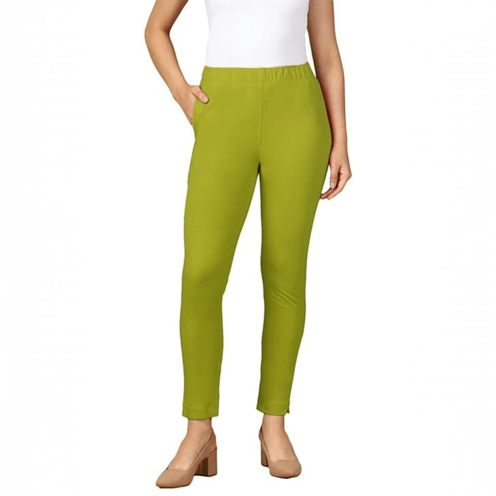 City Center PYNK by Lux Cozi lime green cotton lycra kurtipant with elasticated waistband and side pocket