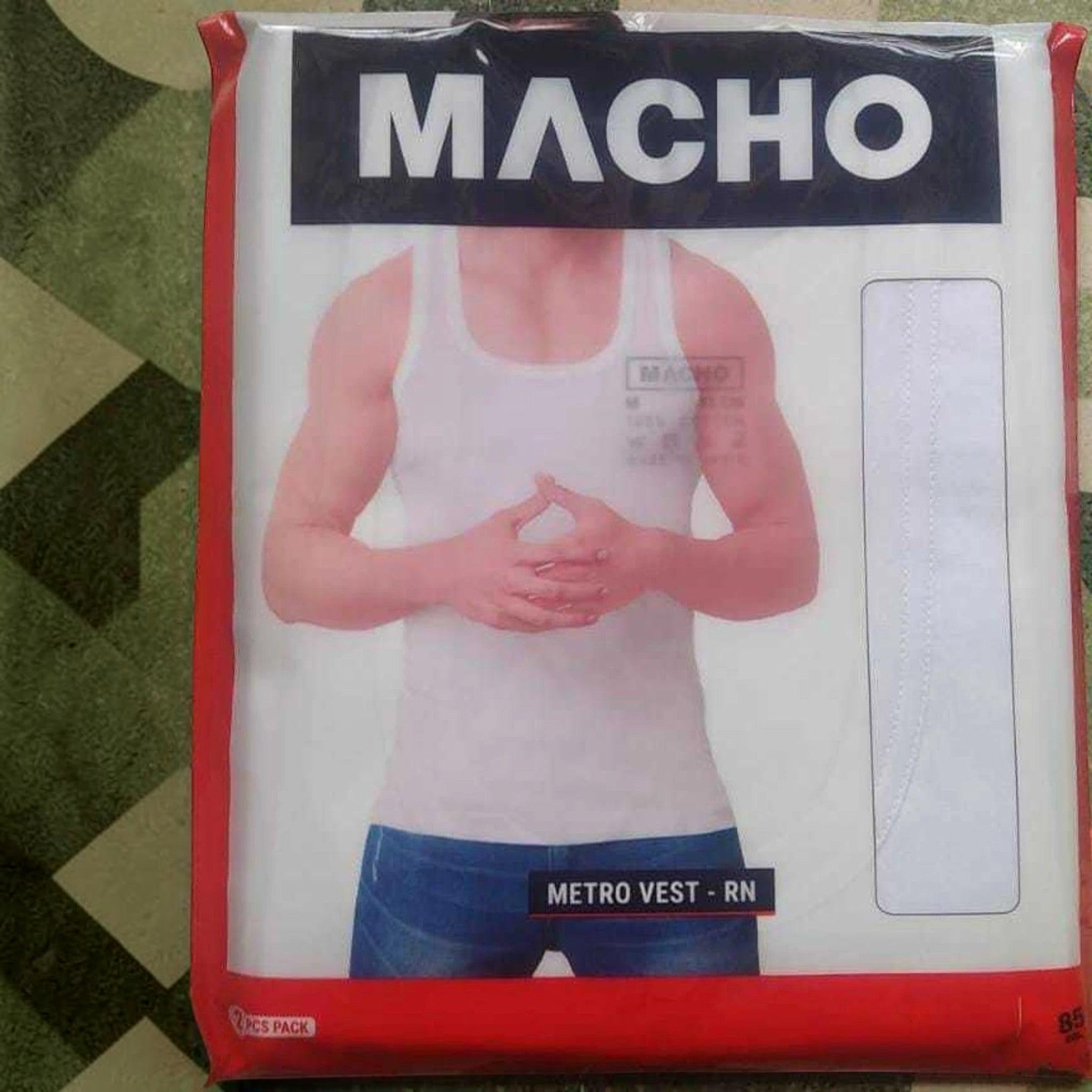 City Center MACHO Metro round neck white cotton men's vest in a two-piece retail pack