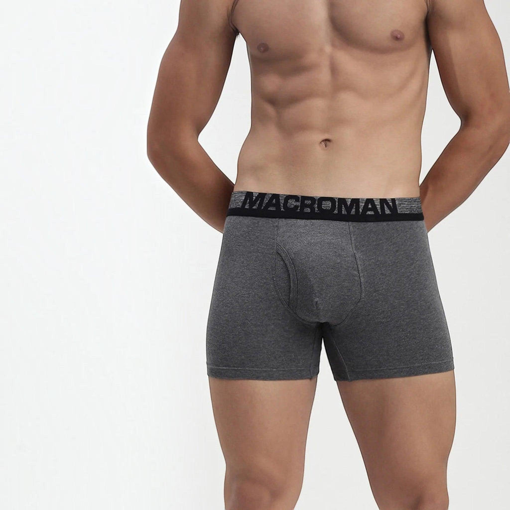 City Center MACROMAN men's grey trunk underwear with a branded elastic waistband and contoured pouch