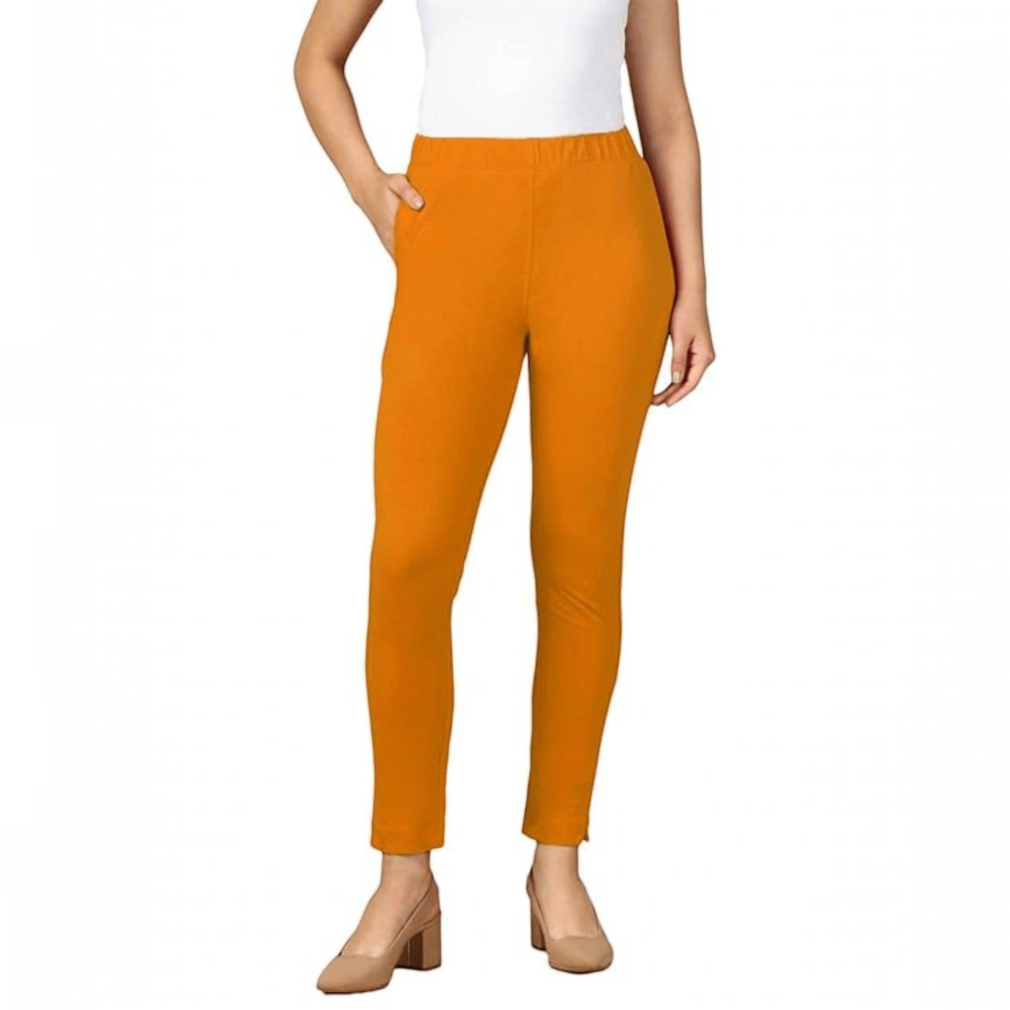 City Center PYNK by Lux Cozi mustard yellow cotton lycra kurtipant with elasticated waistband and side pocket
