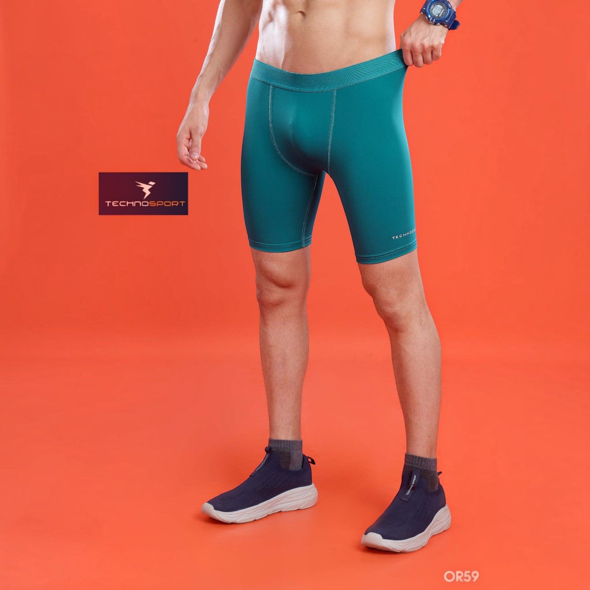 City Center OR59 men's premium teal compression shorts with a tailored fit and reinforced stitching