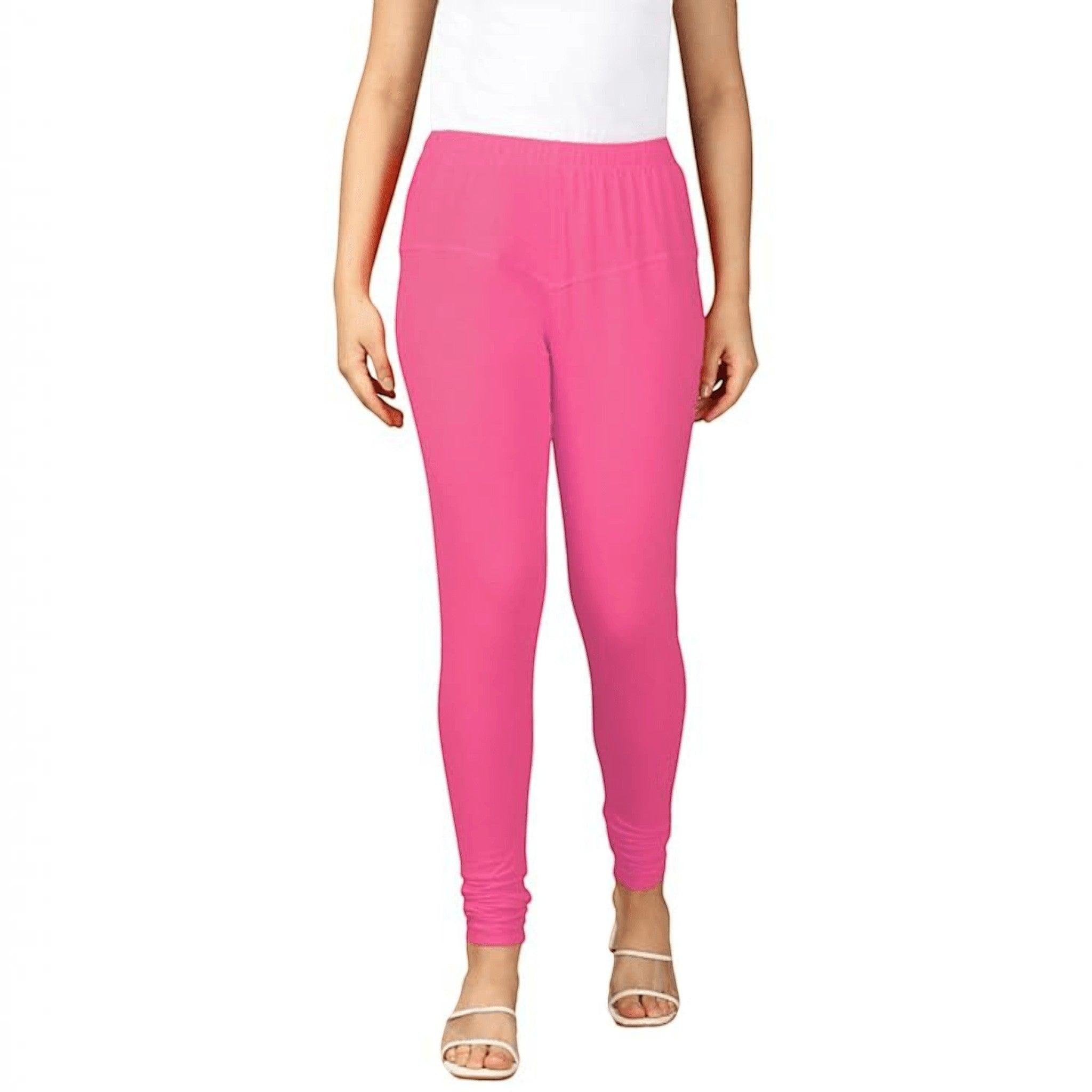 City Center PYNK by Lux Cozi pink cotton lycra churidar leggings for women with a comfortable pull-on design.