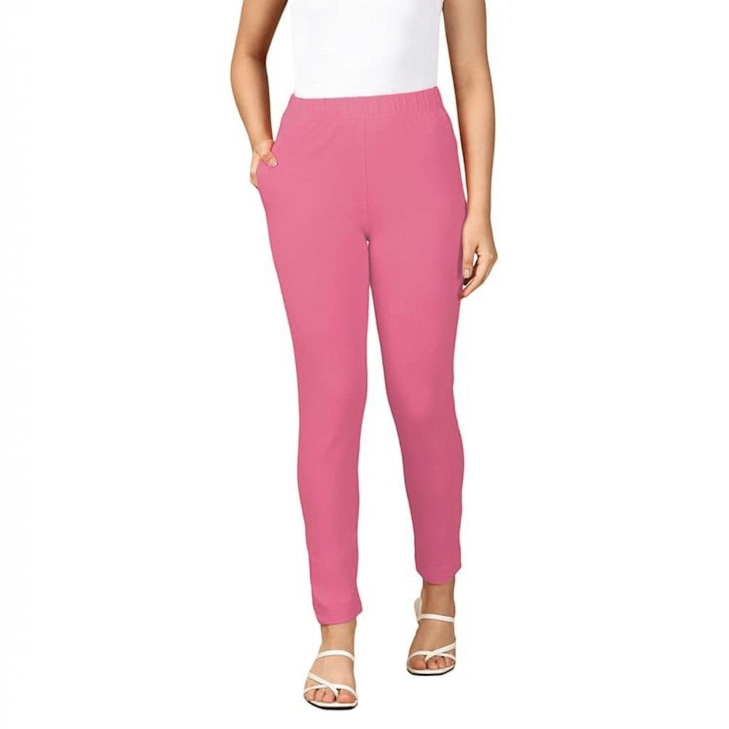 City Center PYNK by Lux Cozi pink cotton lycra kurtipant with elasticated waistband and functional side pocket