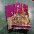 City Center purple Jhumka Paithani saree with intricate gold Aariwork embroidery on the blouse for festive wear.