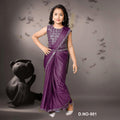 City Center purple ready-to-wear saree for girls with an embroidered sleeveless blouse and shimmering lycra drape
