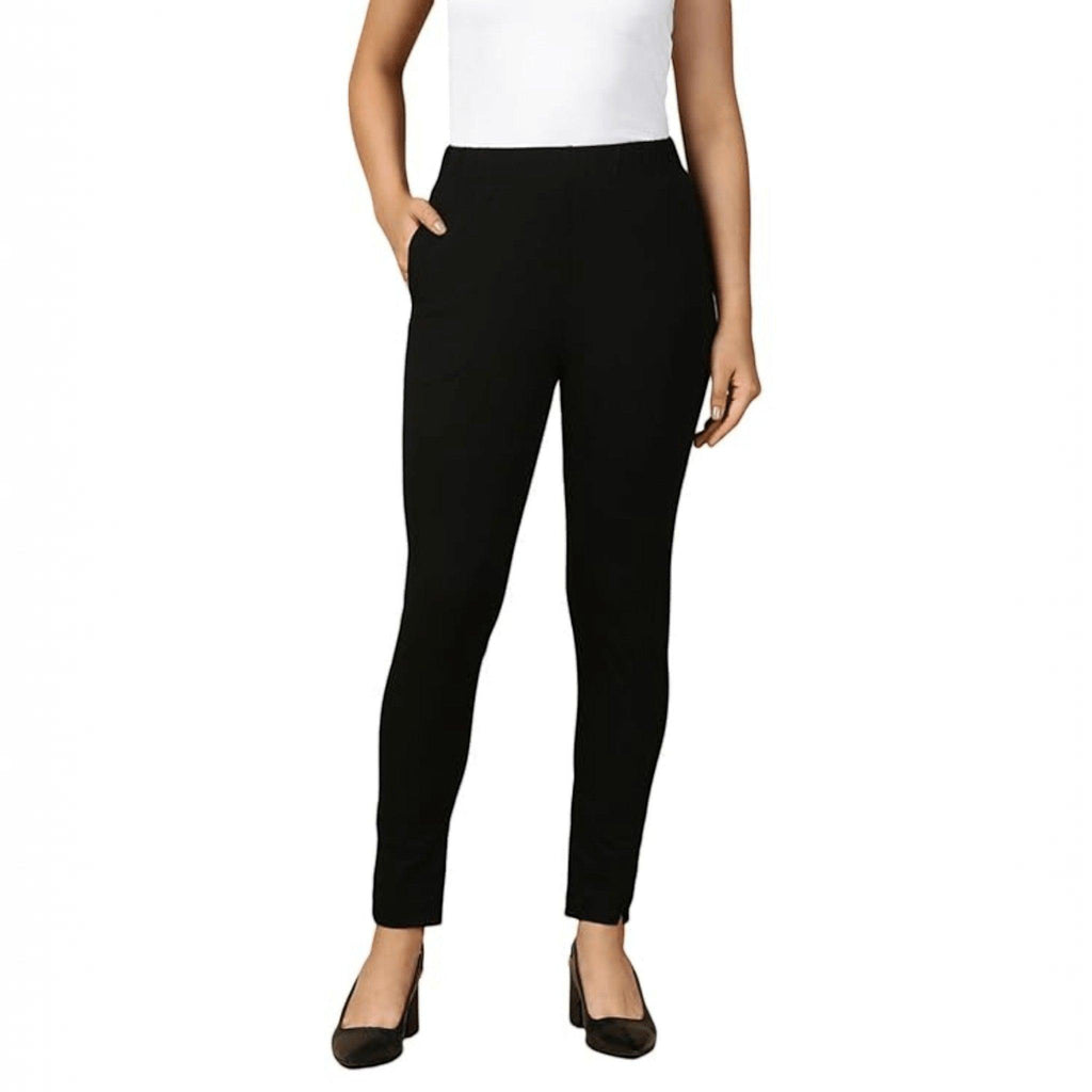 City Center PYNK by Lux Cozi black cotton lycra kurtipant with side pocket and elasticated waistband