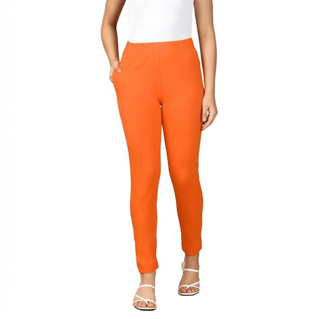 City Center PYNK by Lux Cozi orange cotton lycra kurtipant with elasticated waistband and side pocket