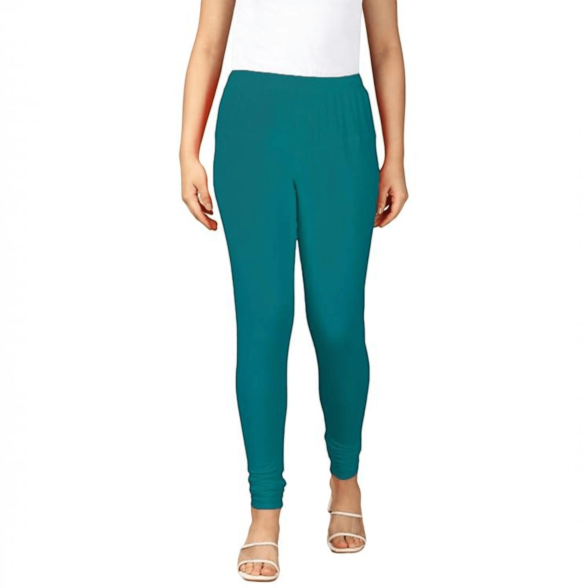City Center teal churidar leggings made from soft cotton lycra blend with a comfortable pull-on elastic waistband