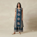 City Center Premium Vatican co-ord set in teal with traditional elephant and mandala print, featuring tie-up shoulders.