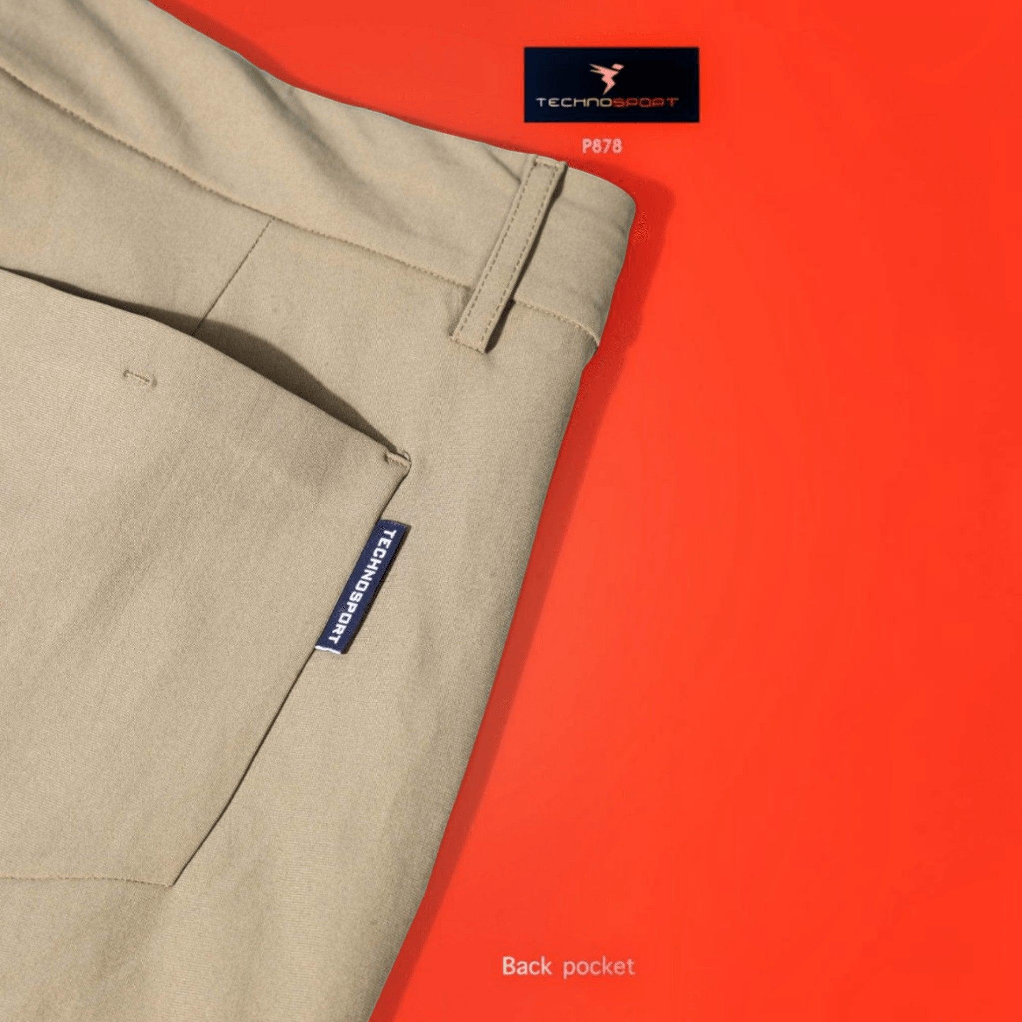 City Center Technosport Duracool+ beige casual trousers featuring a back pocket with branded label detail.