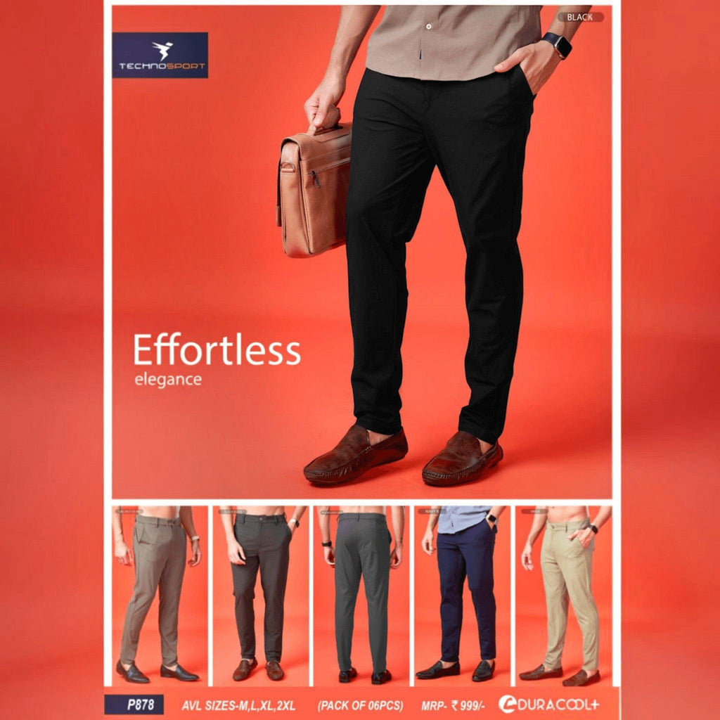 City Center Technosport Duracool+ black 4-way stretch casual trousers worn by a man with a briefcase