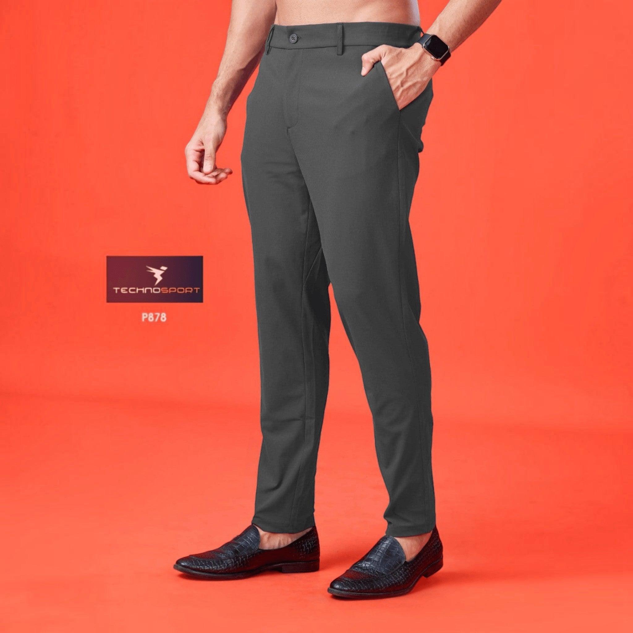 City Center Technosport Duracool+ charcoal grey 4-way stretch casual trousers with a regular fit