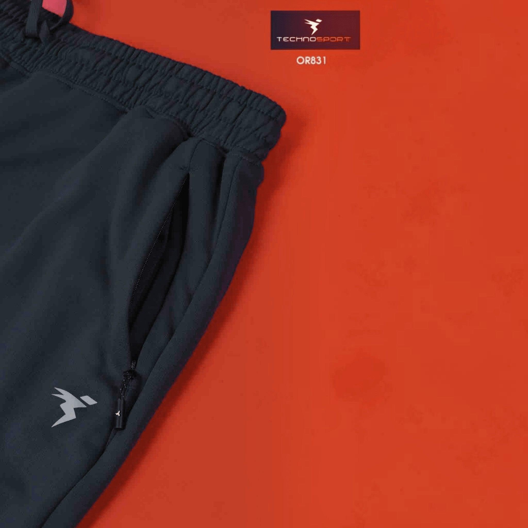 City Center Technosport charcoal grey slim fit track pants with zippered side pockets and moisture-wicking fabric