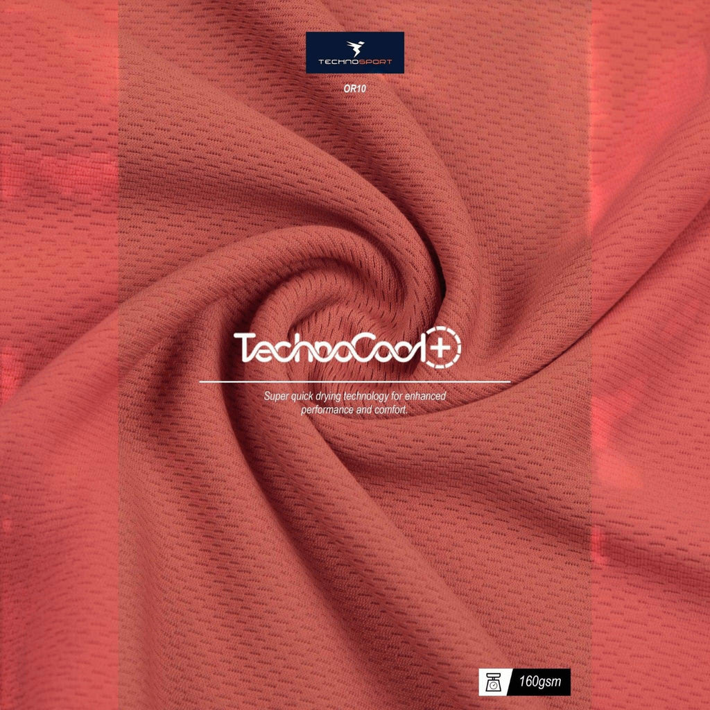 City Center Technosport TechnoCool+ coral red performance fabric with moisture-wicking texture and 160gsm weight