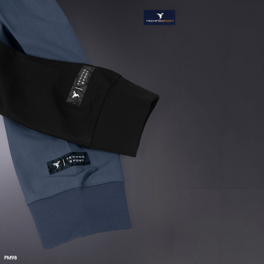 City Center Technosport DuraCool+ hi-neck jacket sleeves in blue and black with branded cuffs