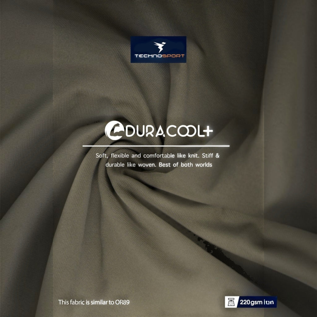 City Center Technosport DuraCool+ olive green moisture-wicking fabric with a soft knit texture and durable finish.