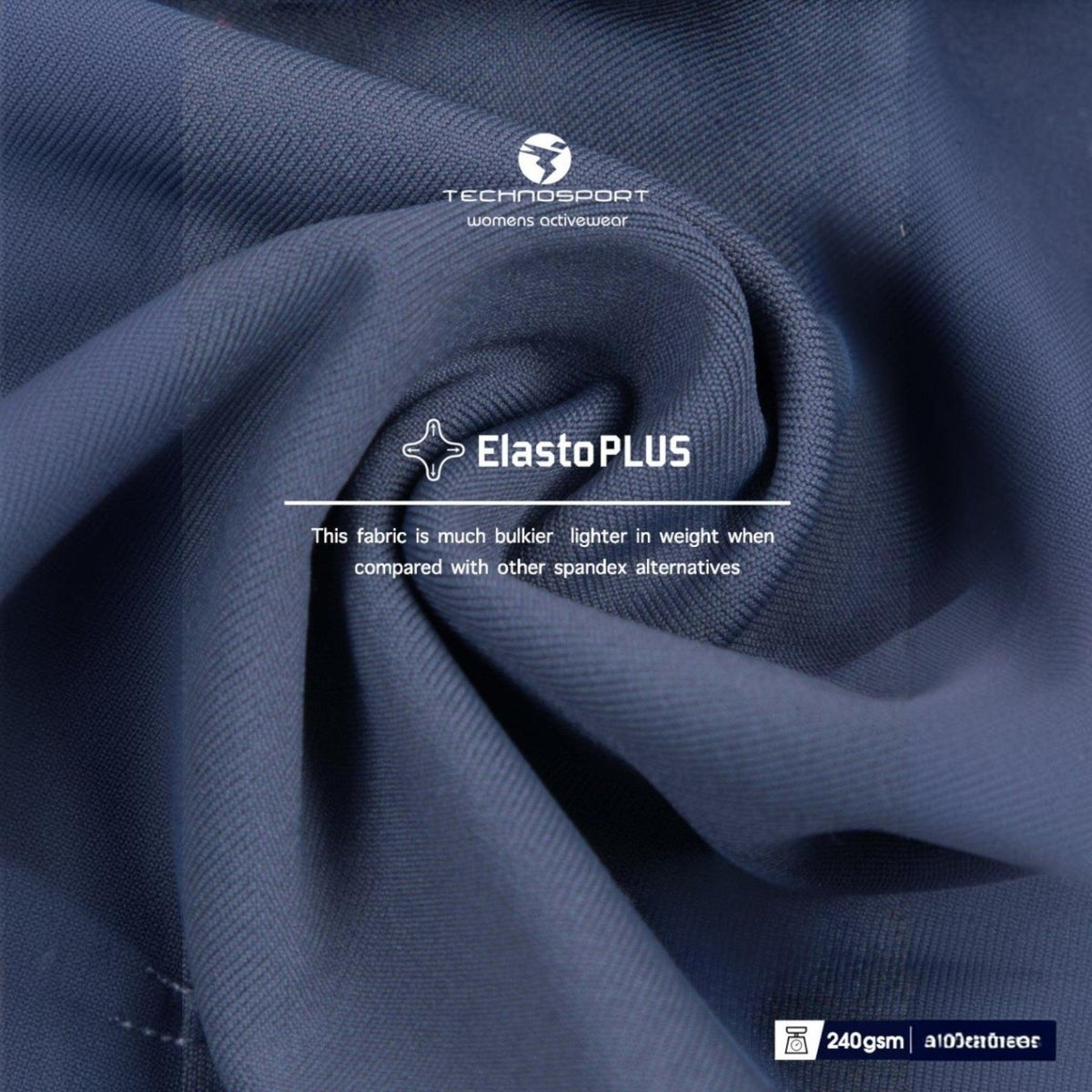 City Center Technosport Elastoplus navy blue sports bra fabric with a textured, lightweight, and stretchy finish.