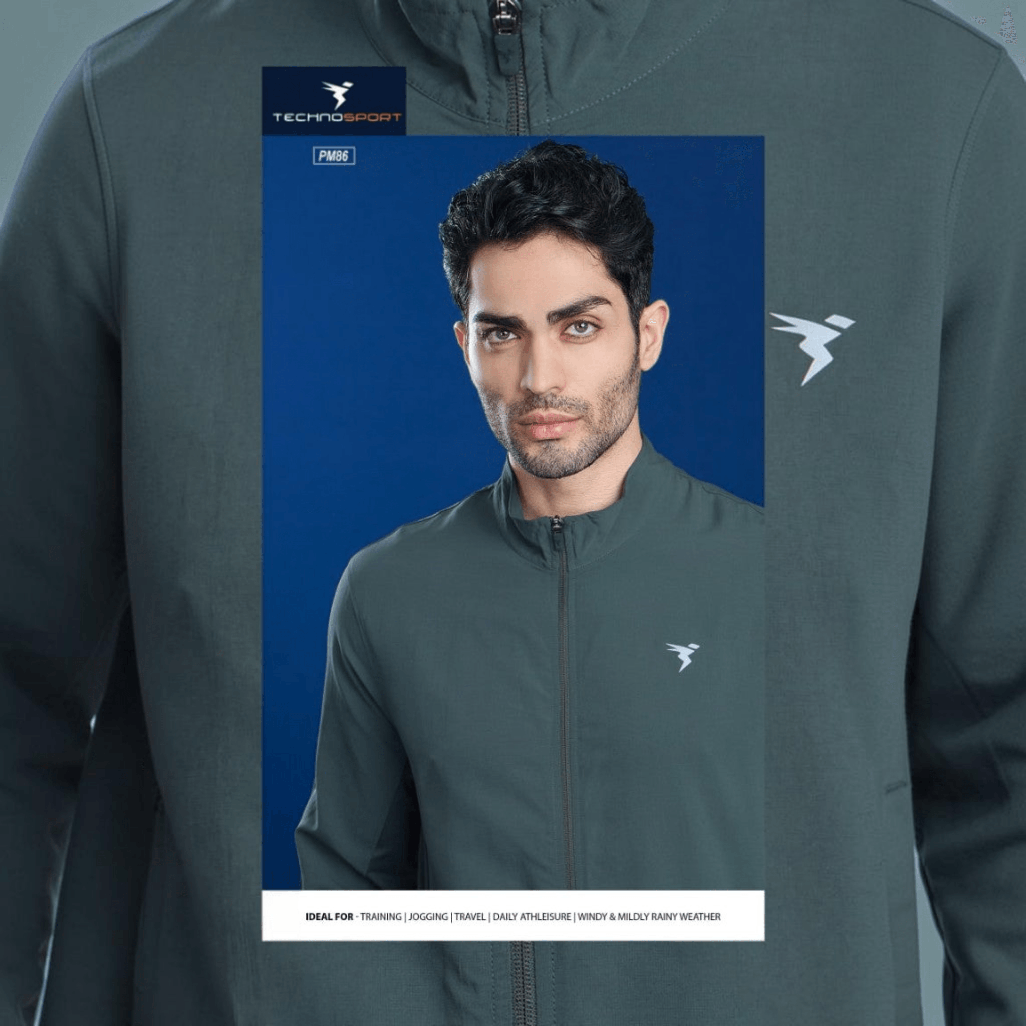 City Center Technosport TS Flexi PM86 dark green performance jacket with zip-up collar and moisture-wicking fabric