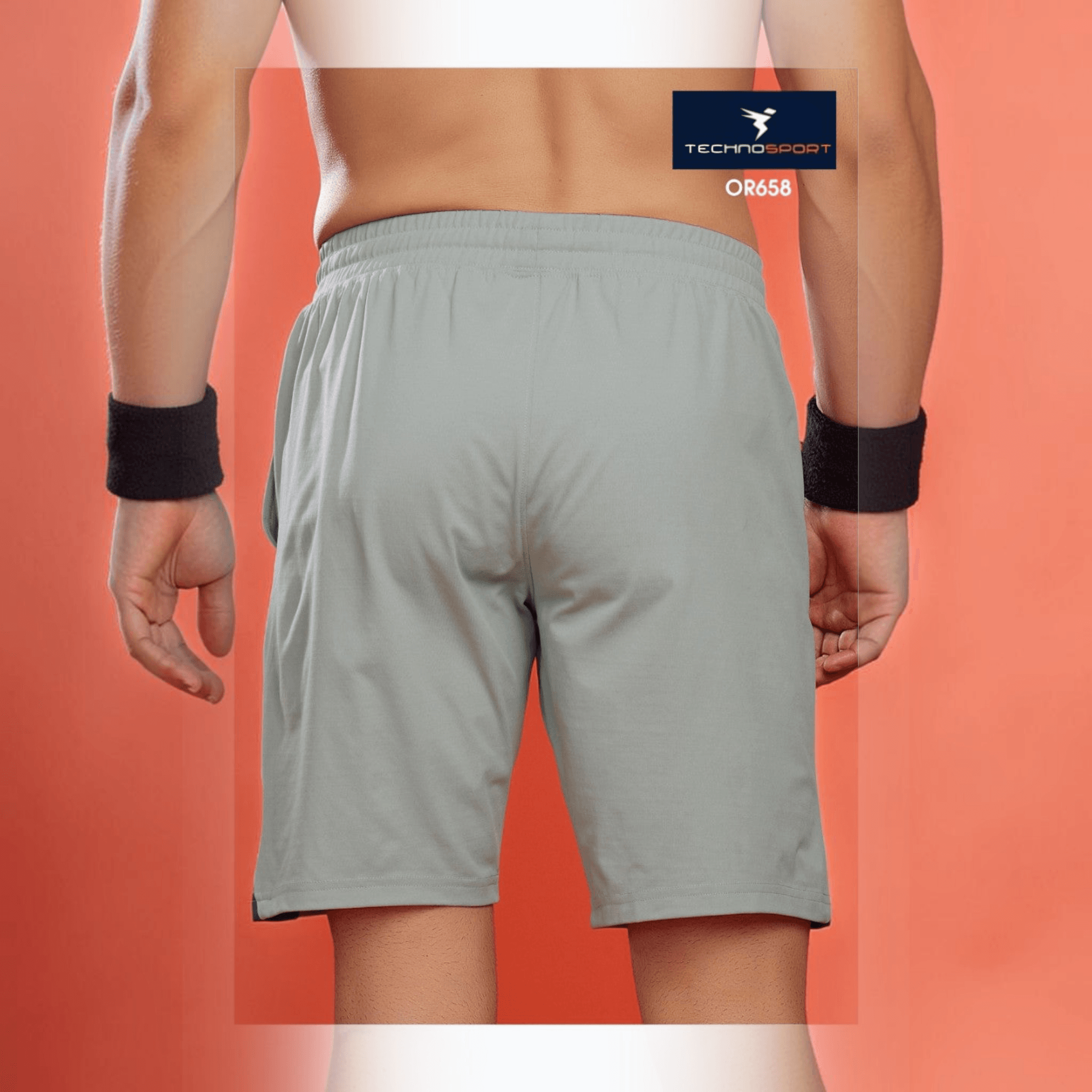 City Center Technosport men's grey 4-way stretch activewear shorts with a regular fit and breathable fabric.