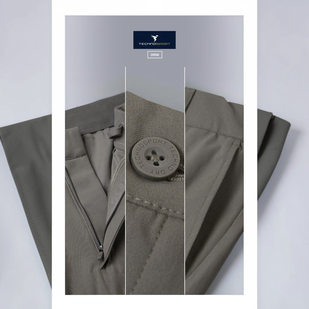 City Center Technosport DuraCool+ grey stretch casual trousers featuring a branded button and secure zip fly closure.