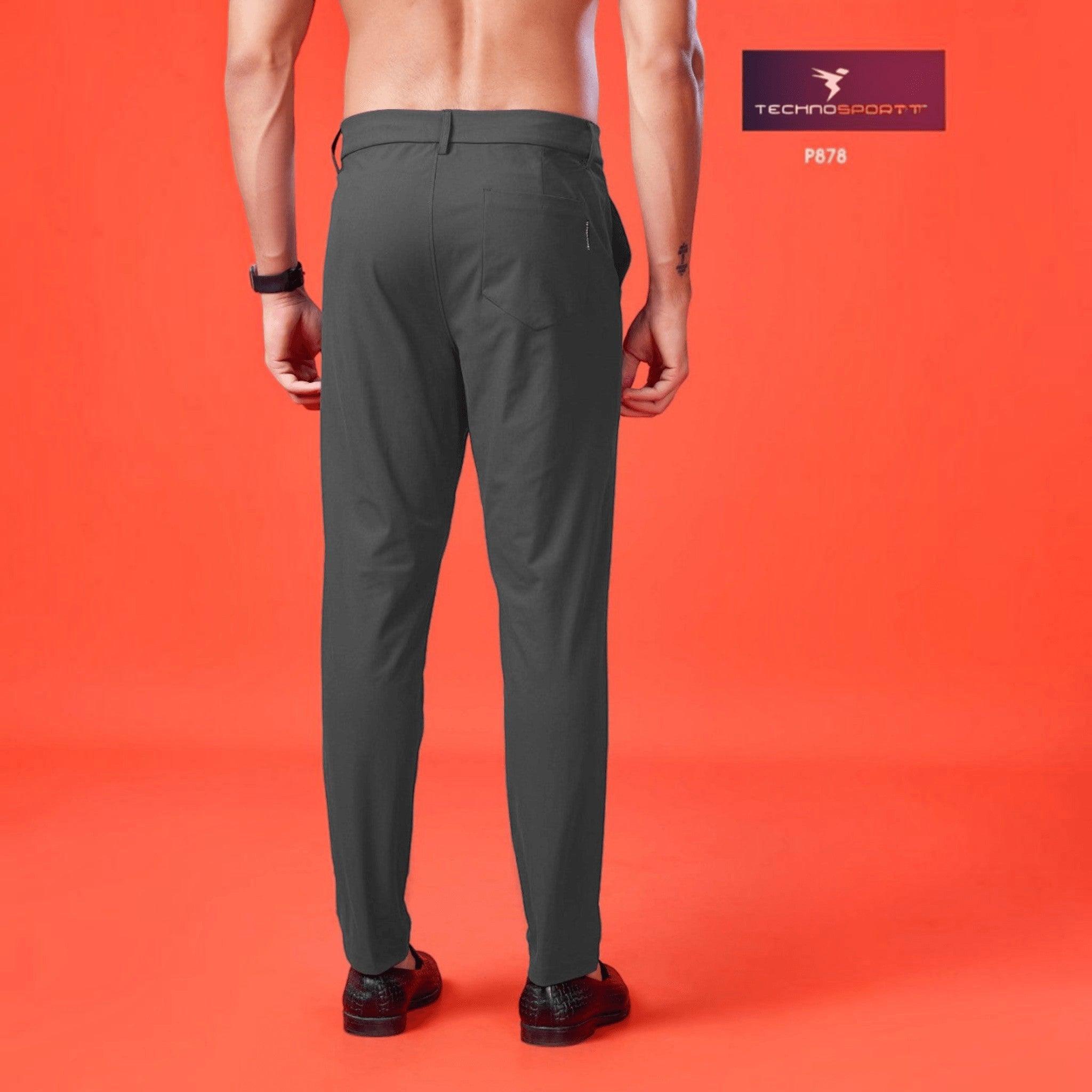 City Center Technosport Duracool+ grey casual trousers with 4-way stretch fabric, back view on a model