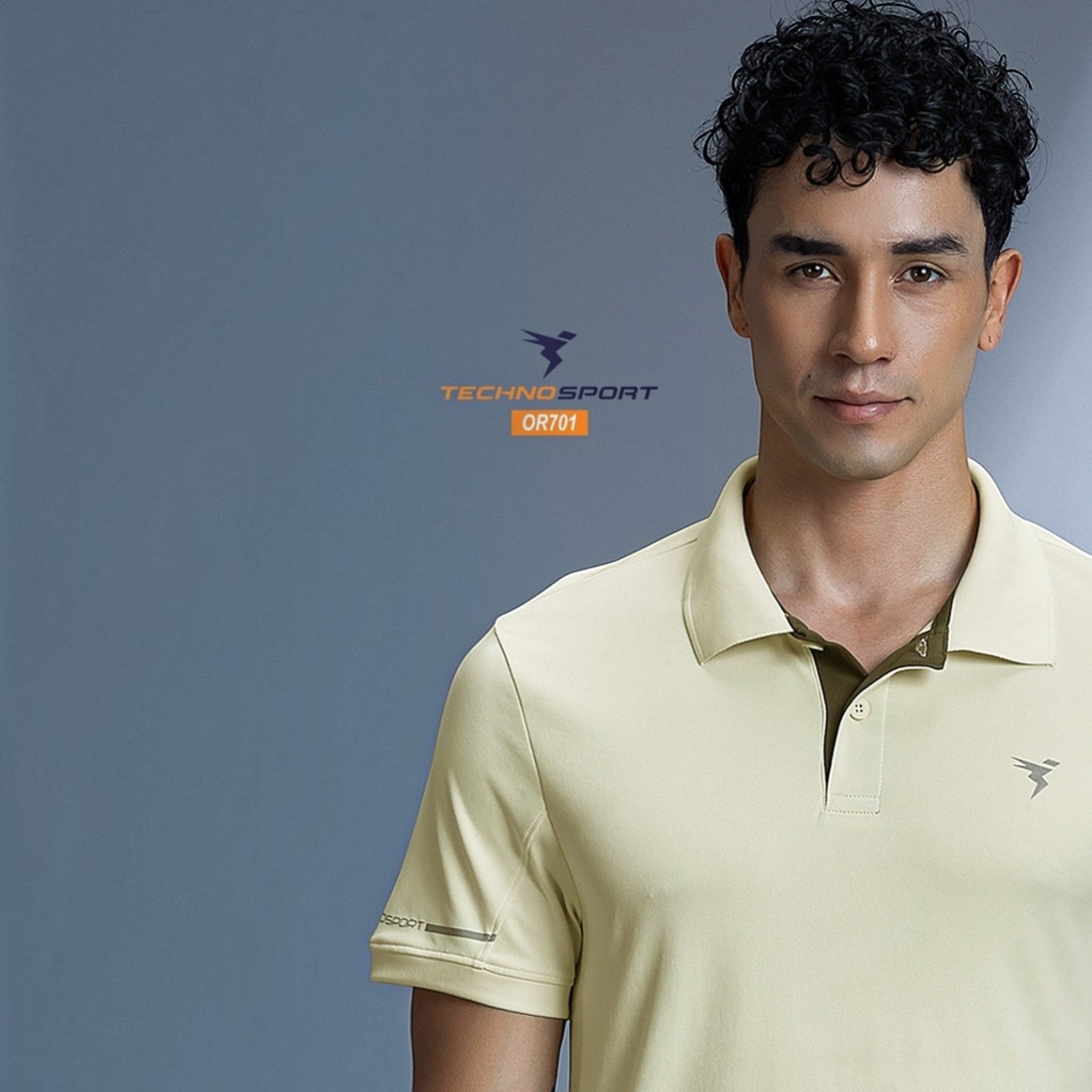 City Center OR701 Technosport men's premium polo shirt in light yellow with moisture-wicking performance fabric
