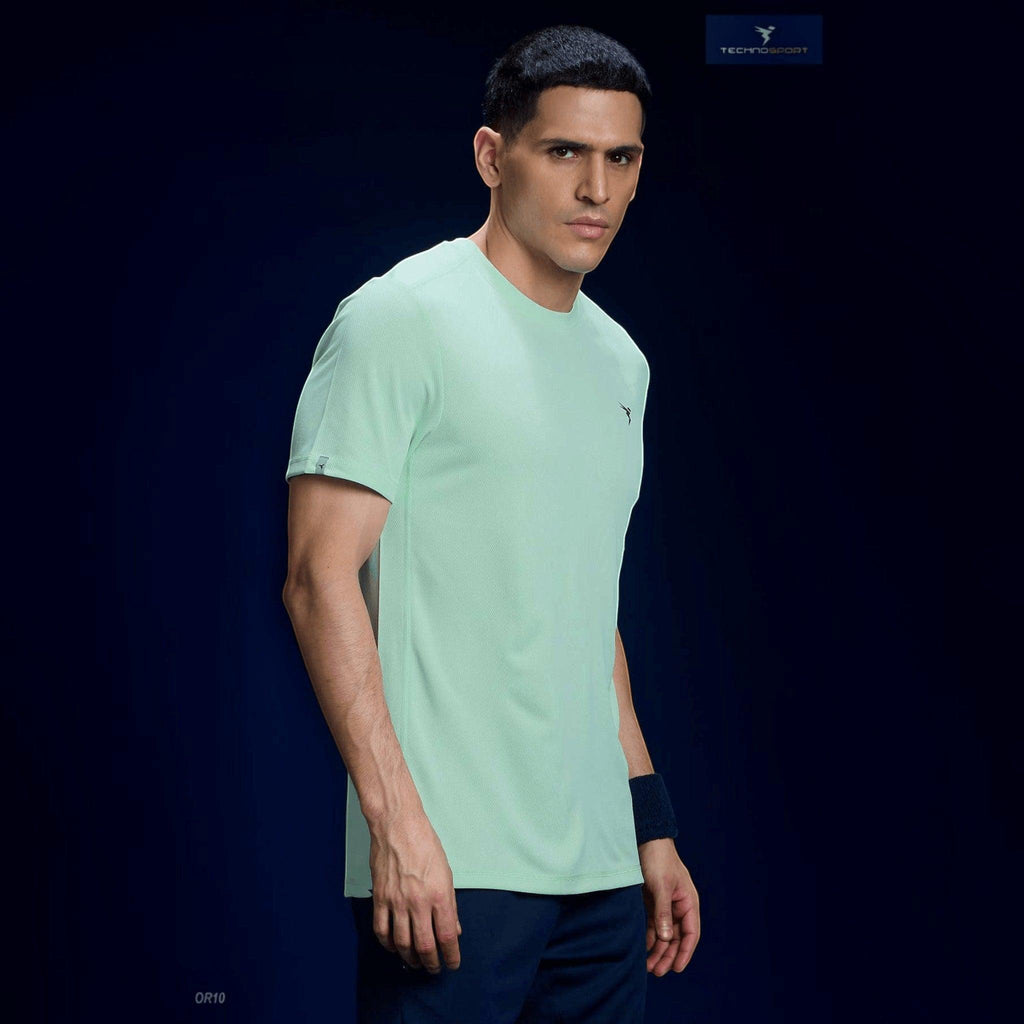 City Center Technosport TechnoCool+ mint green slim fit crew neck t-shirt worn by a male model