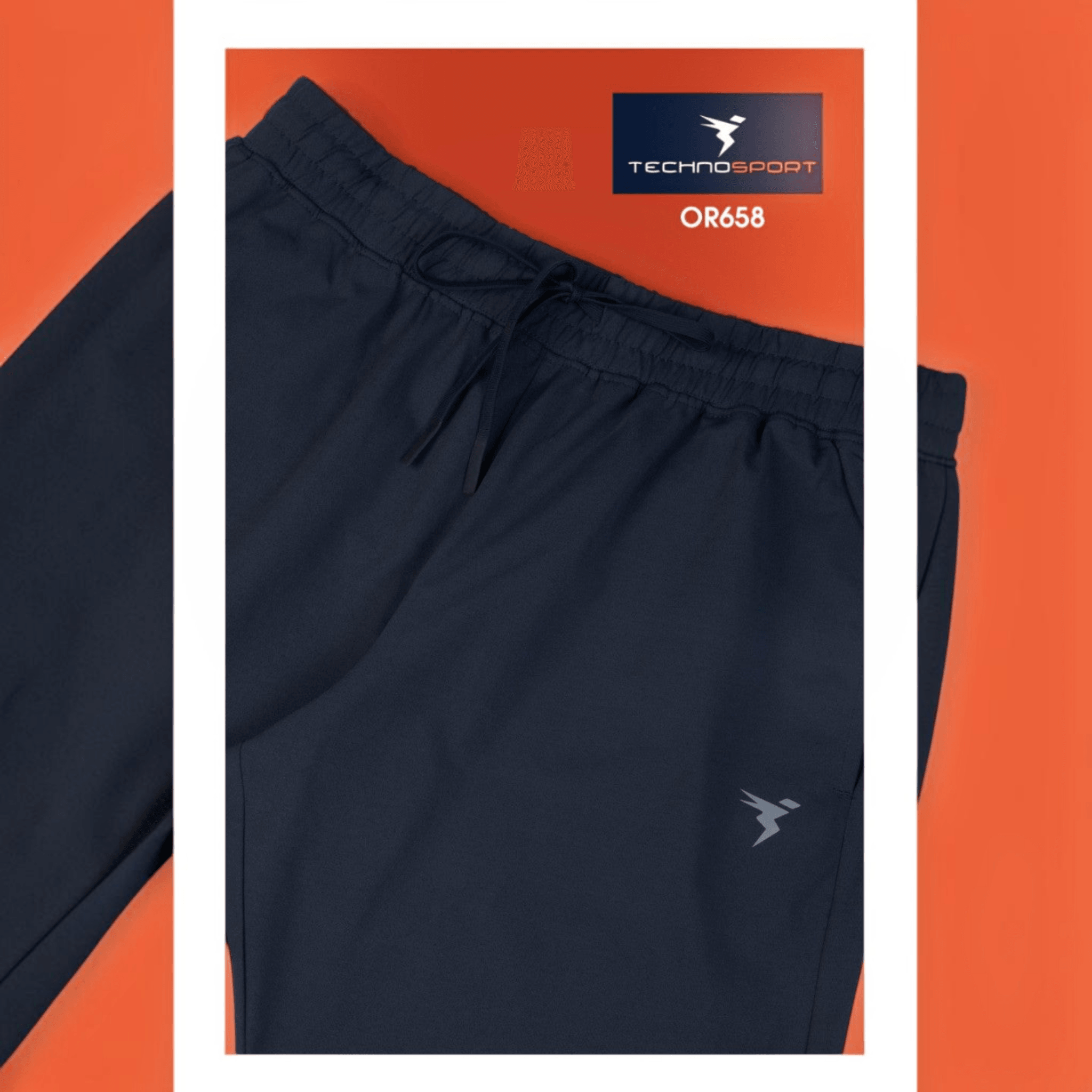City Center Technosport navy blue 4-way stretch crispy shorts with drawstring waist and logo detail.