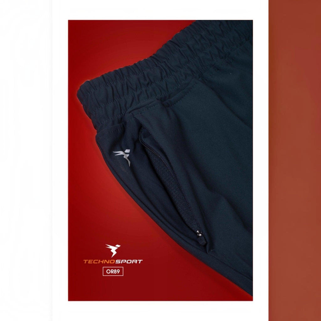City Center Technosport DuraCool+ solid navy track pant with 4-way stretch fabric and zippered pocket detail
