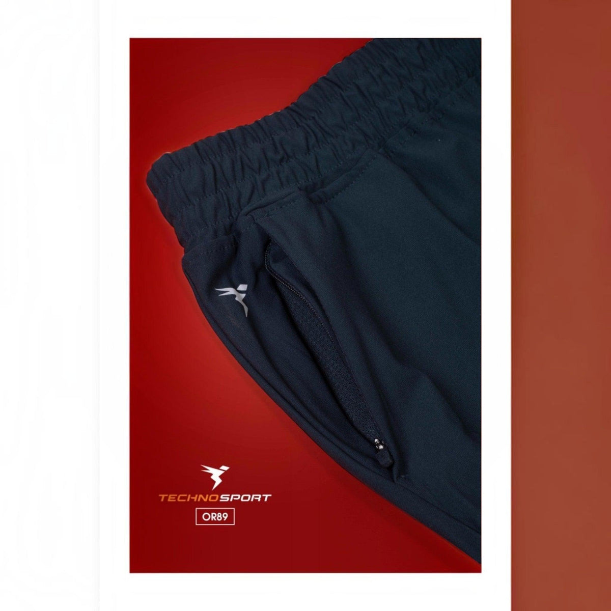 City Center Technosport DuraCool+ solid navy track pant with 4-way stretch fabric and zippered pocket detail