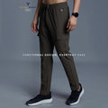 City Center Technosport OR675 dark olive tapered track pants with cargo pockets and elastic drawstring waistband