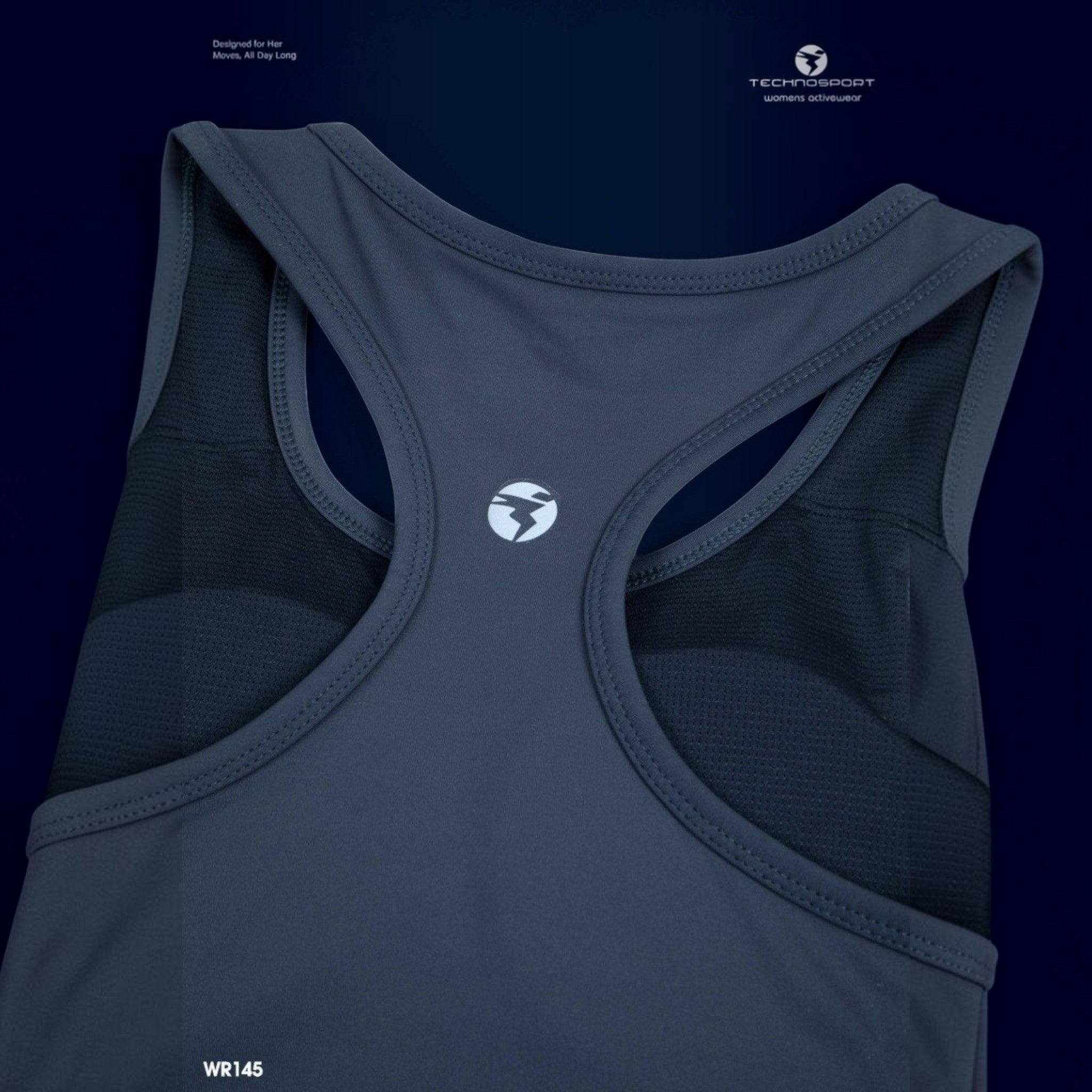 City Center Technosport Elastoplus grey racer back sports bra with breathable mesh panels and logo detail
