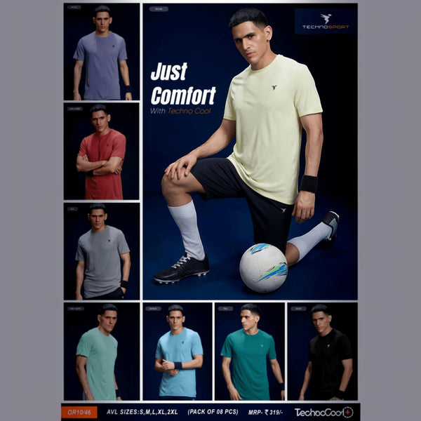Technosport Men's Solid Crew Neck Slim Fit T-Shirt OR10