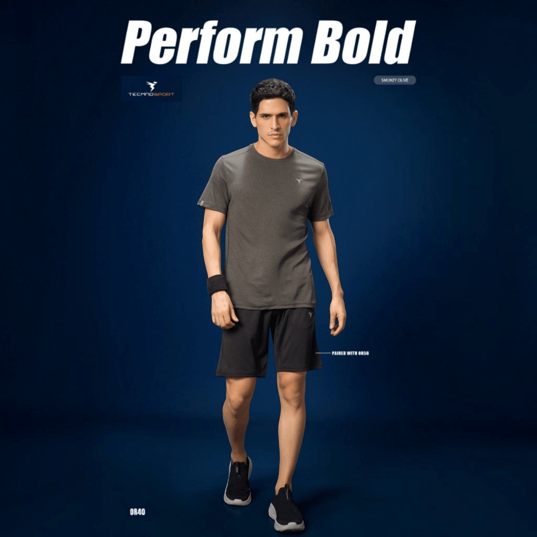 City Center Technosport athletic slim fit crew neck t-shirt in smokey olive with moisture-wicking performance fabric