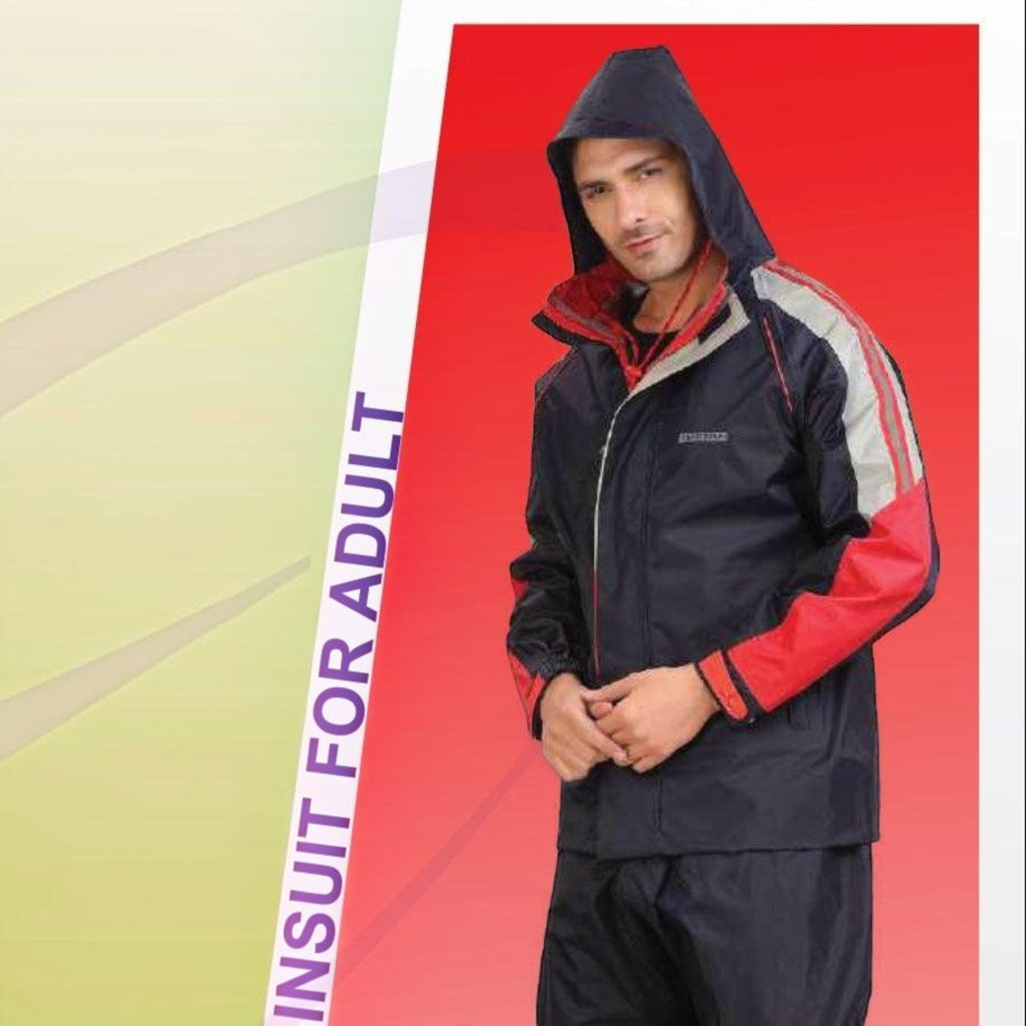 City Center Top n Town waterproof rain suit with reflective shoulder strips, hooded jacket, and trousers for adults.
