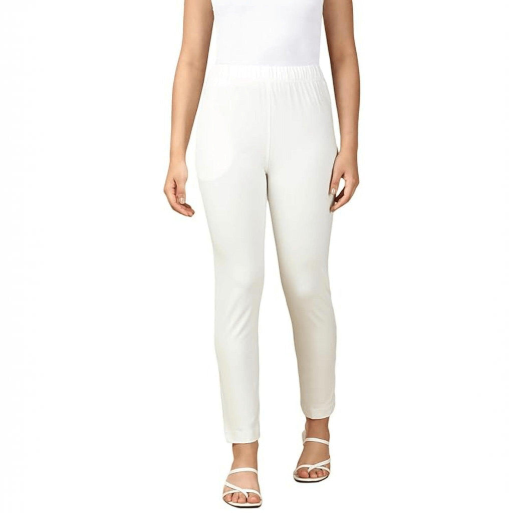 City Center PYNK by Lux Cozi white cotton lycra kurtipant with elasticated waistband and side pocket