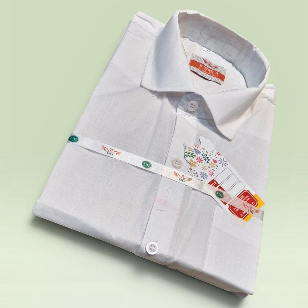 City Center white paper cotton half sleeve shirt with a crisp, lightweight texture and classic collar design.