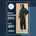 City Center Zeel men's premium waterproof rainsuit in black and blue with a hood, ideal for bike riding and commuting.