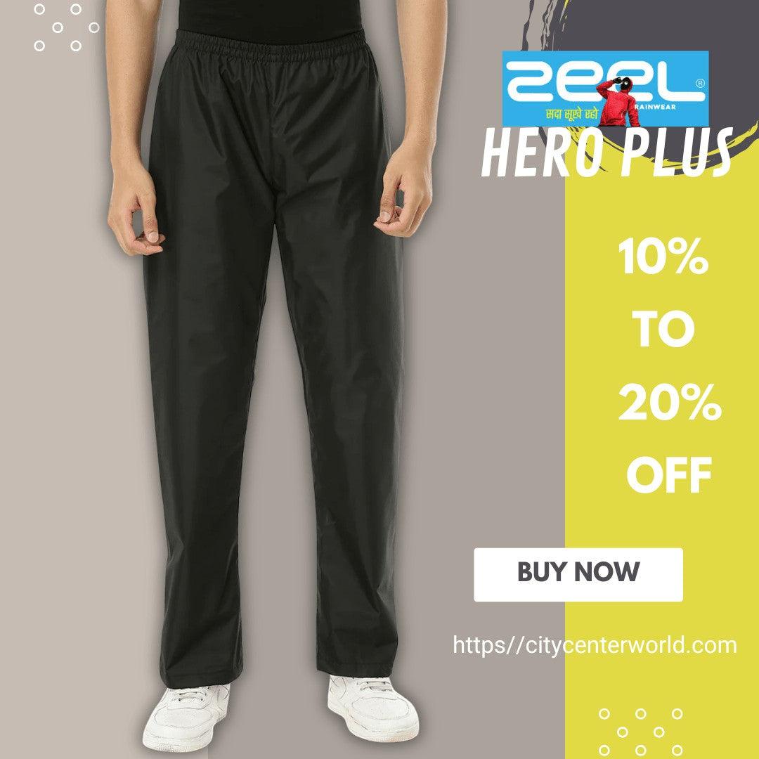 City Center Zeel Premium Parachute Hero Plus black waterproof rain pants for men