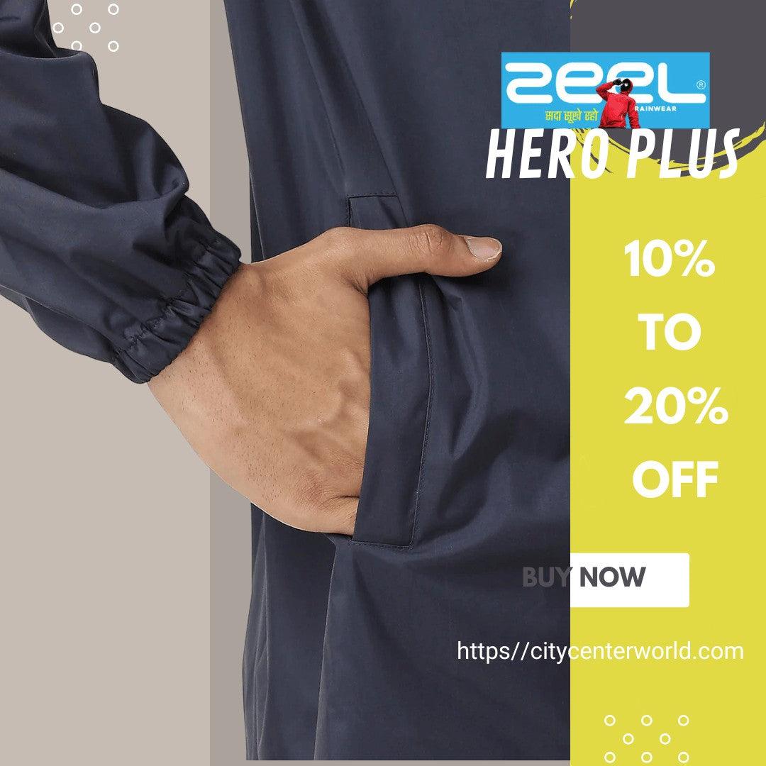 City Center Zeel Premium Parachute Raincoat Hero Plus in dark navy with elasticated cuffs and side pocket
