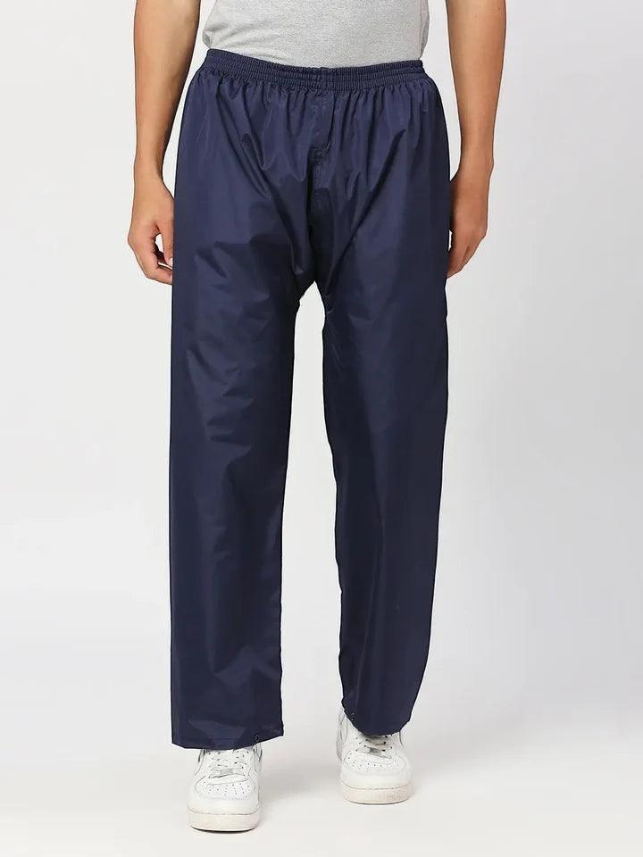City Center Zeel Go Hike waterproof navy blue rain pants with an elastic waistband for outdoor protection.