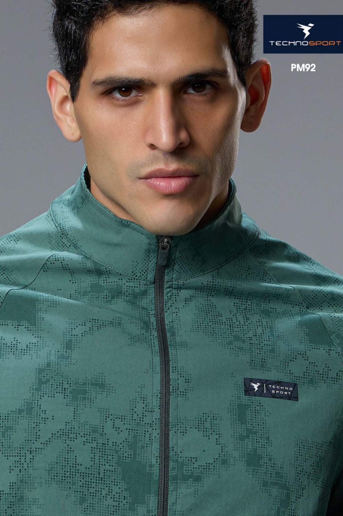 Technosport Men's Solid Hi-Neck AOP 2-Way Stretch Jacket (PM92/6