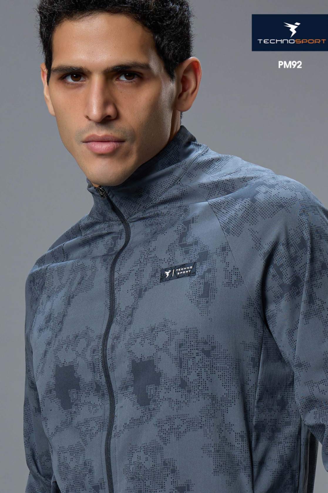 Technosport Men's Solid Hi-Neck AOP 2-Way Stretch Jacket (PM92/6